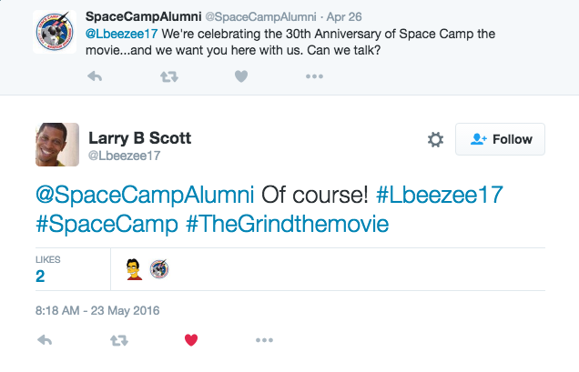 Space Camp Alumni reach out to Larry B Scott on Twitter
