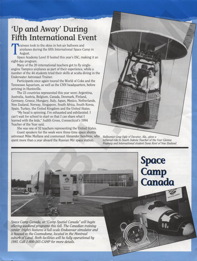 Space Camp News - Fall 1994 - Page 5