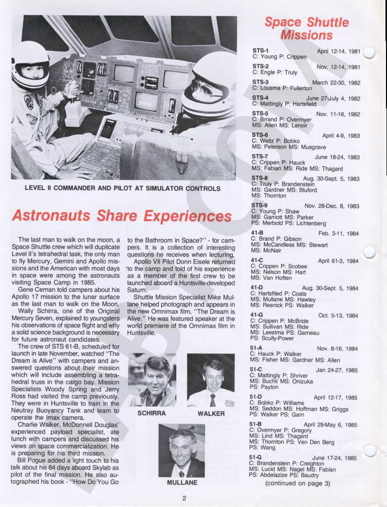 Space Camp News - Winter 1985 - Page 2