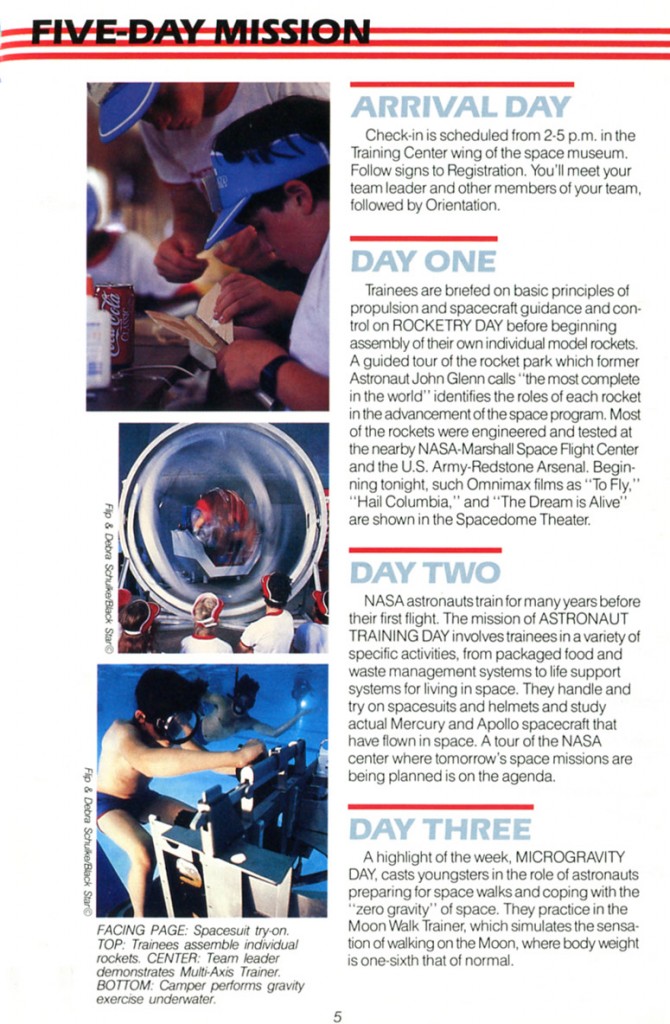 1988 Space Camp Brochure - Page 5