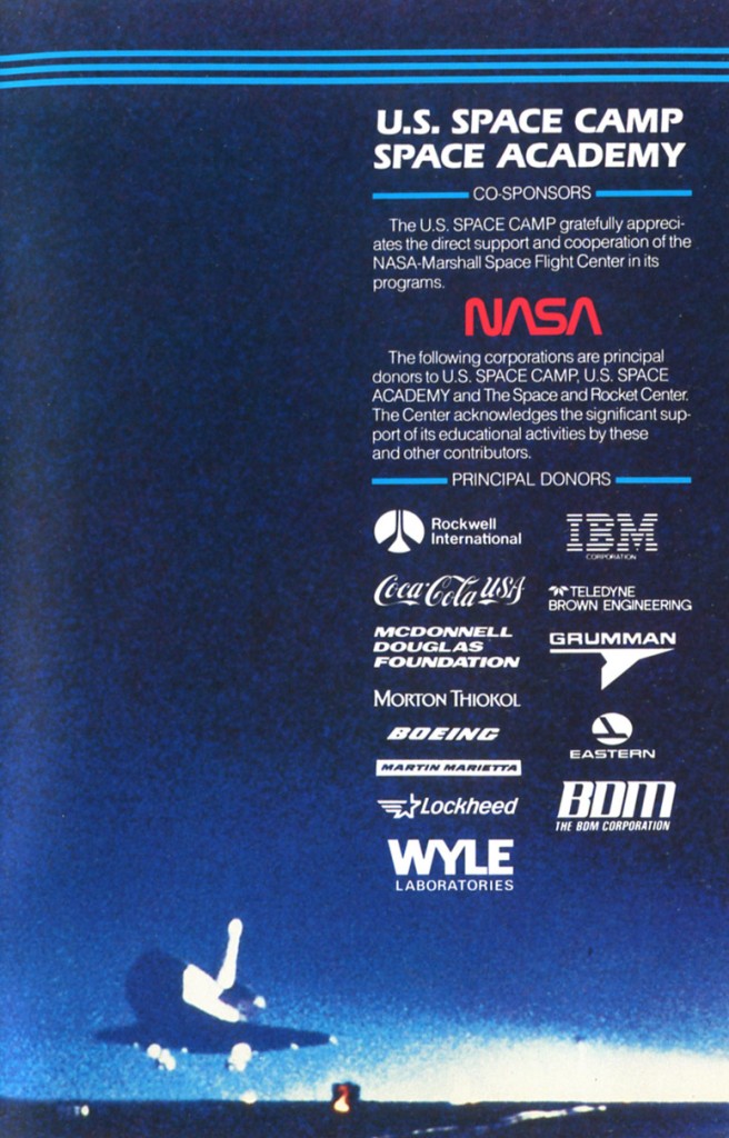 1988 Space Camp Brochure - Inside Back Cover